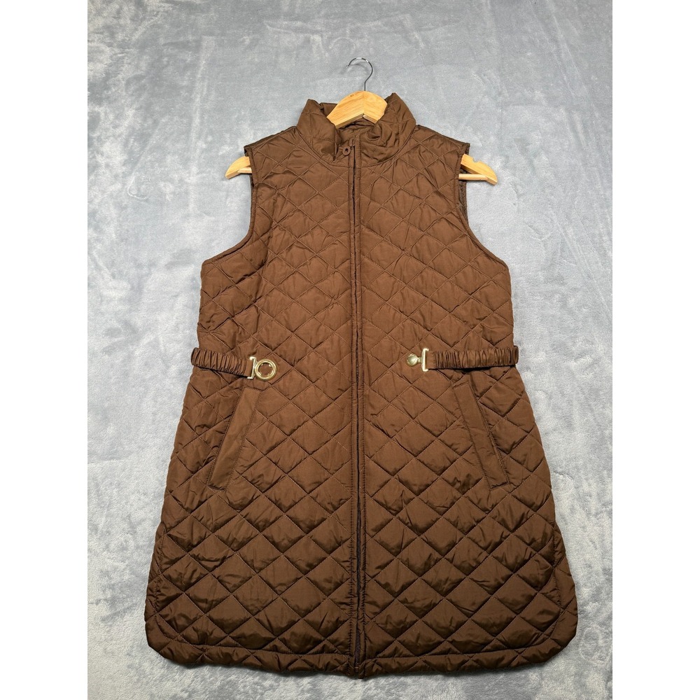 Marc New York by Andrew Marc Quilted Vest Womens Medium Brown Insulated Full Zip